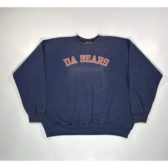 Vintage Y2K Chicago Bears Da Bears Crewneck Sweatshirt Men Size 2XL Spellout NFL - Picture 1 of 9